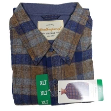 WEATHERPROOF VINTAGE Mens XLT Plaid Flannel Shirt Button Down Long Sleeve