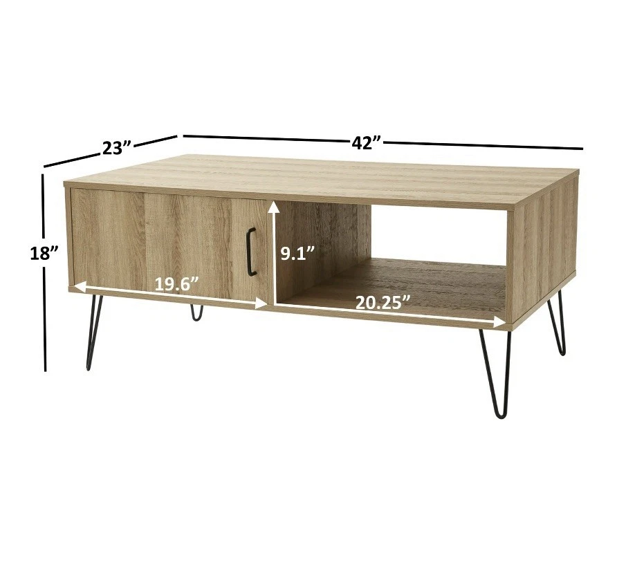 Hairpin Rectangle Coffee Table Modern Oak Living Room Storage Home Furniture New - Image 2 of 4