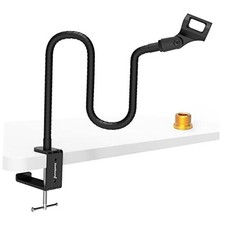 Microphone Stand Gooseneck 19  , Flexible Clamp-On Desktop Mic 1 Pack Black