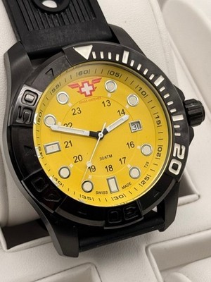 Swiss Combat Forces Quartz Herrenuhr Taucheruhr 30 ATM Gelb Edelstahl Box