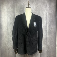 Stafford Essentials Mens Black Corduroy Sportcoat Classic Fit Blazer 46R