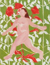 Oil Painting Women on Field Conteporary Art 4x6