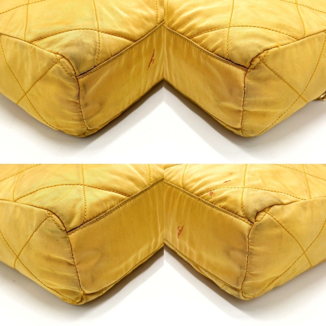 PRADA Yellow Nylon Leather Triangular Shoulder Ba… - image 6