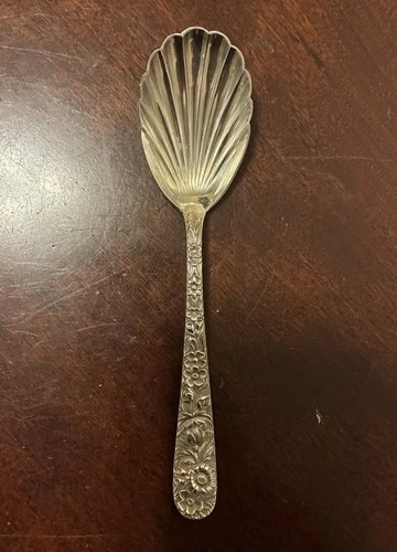 Antique S. Kirk & Son Sterling Silver Repousse Spoon Shell Shape 6 1/4"