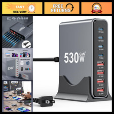530W USB C Charger Block, 8-Port GaN Fast Charging Station, Multi-Device Power H