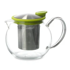 FORLIFE Bola Glass Teapot with Basket Infuser, 25oz./750ml, Lime