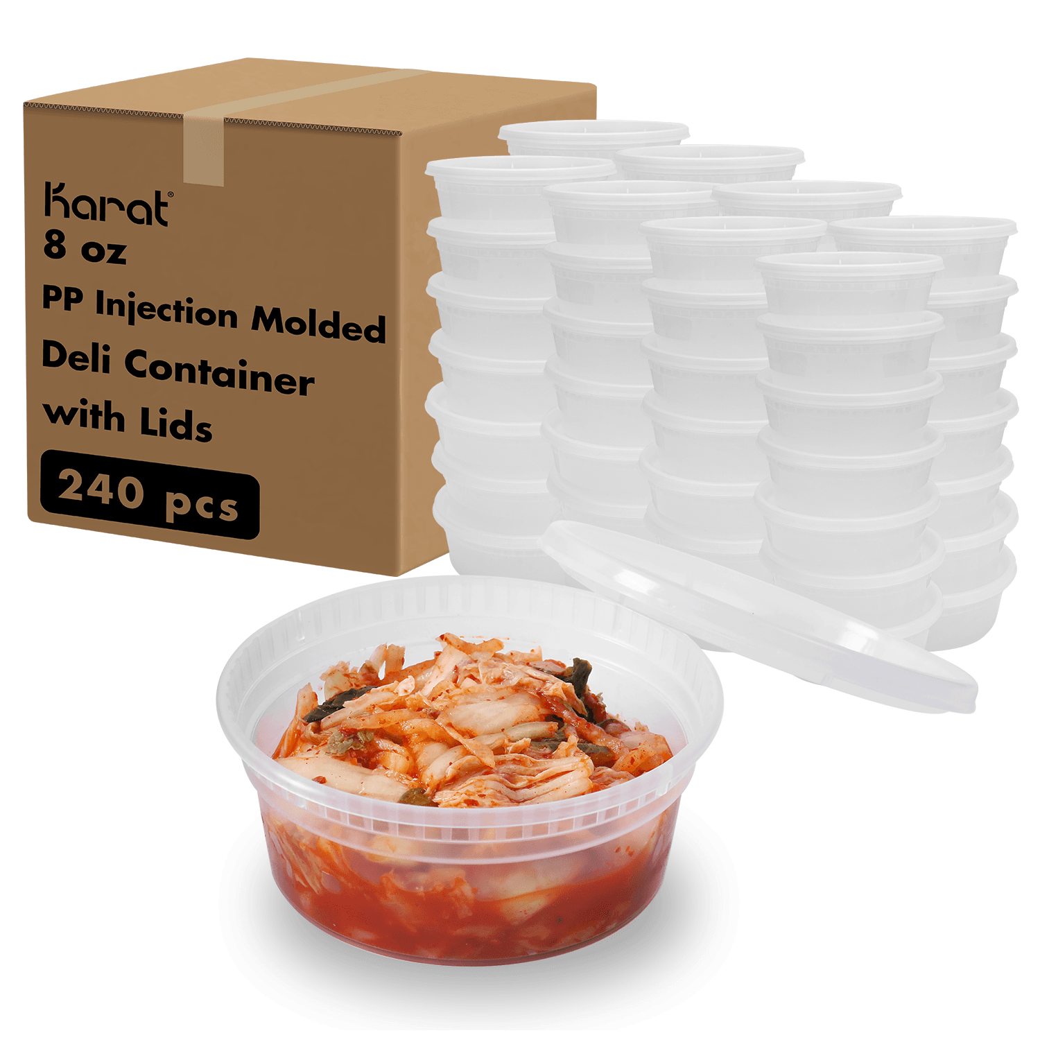 Karat 8oz PP Plastic Injection Molded Deli Containers & Lids - 240 sets ...
