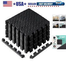 EVA Interlocking Mats, Puzzle Floor Tiles, Foam Floor Padding with Border for...