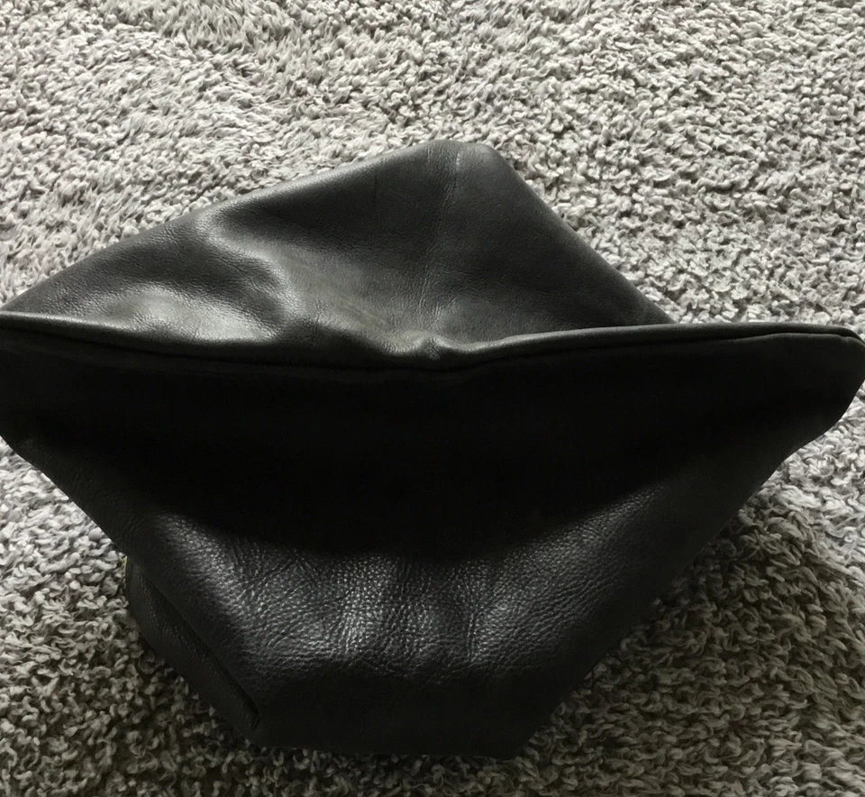 American Apparel Large Leather Carry-All Pouch in DISTRESSED GRAY 15"X 12" - Image 4 of 4