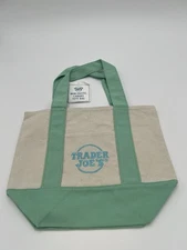 New With Tag Trader Joe’s Mini Pastel Canvas Tote Bag Light  Green