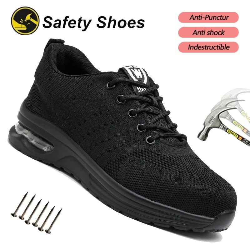Mens Lightweight Sneakers Indestructible Shoes Steel Toe Work Boots Safety Shoes