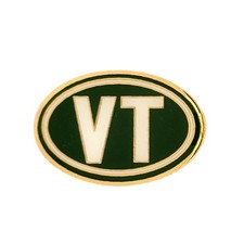 Vintage VT Green White Oval Logo Lapel Pin Enamel Pin Gold Tone Badge Vermont