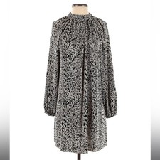 NWT ASOS Long Sleeve Animal Print Pleated Mini Shift Dress Size 4