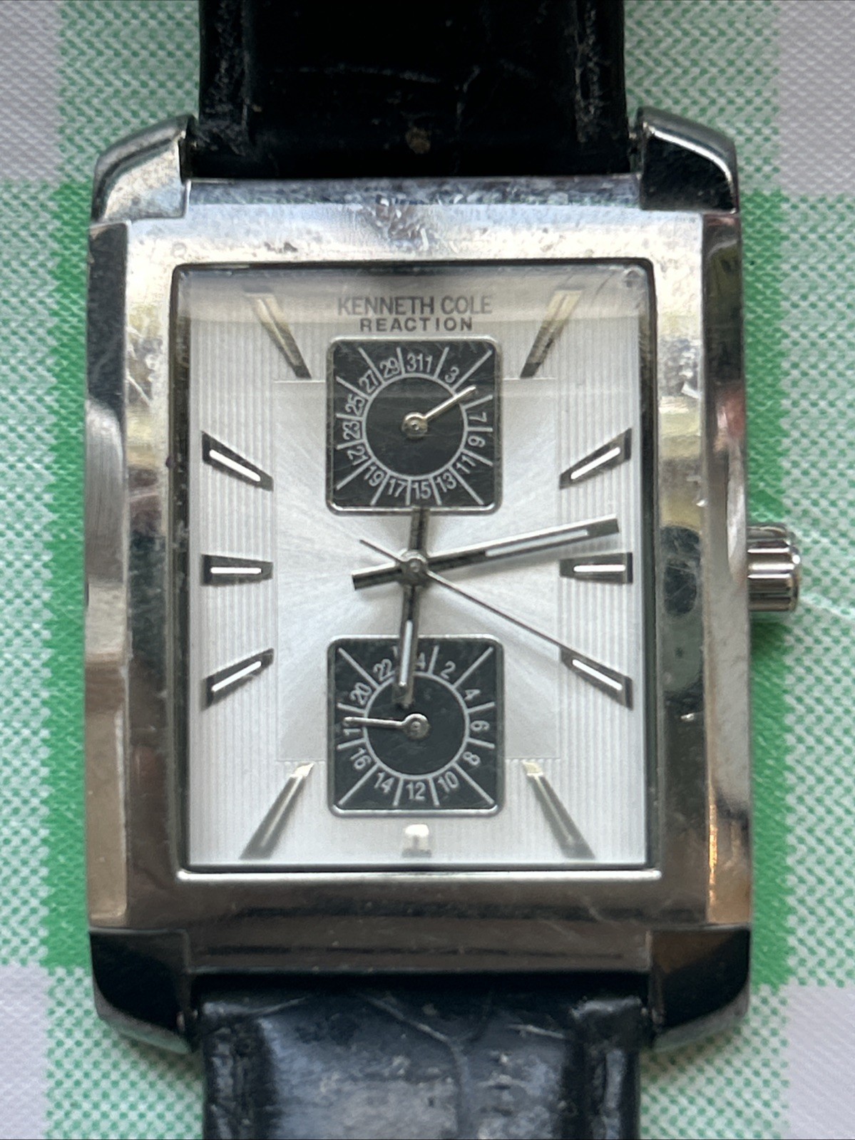 Kenneth Cole Silver Tone Black Band Men’s Quartz Watch