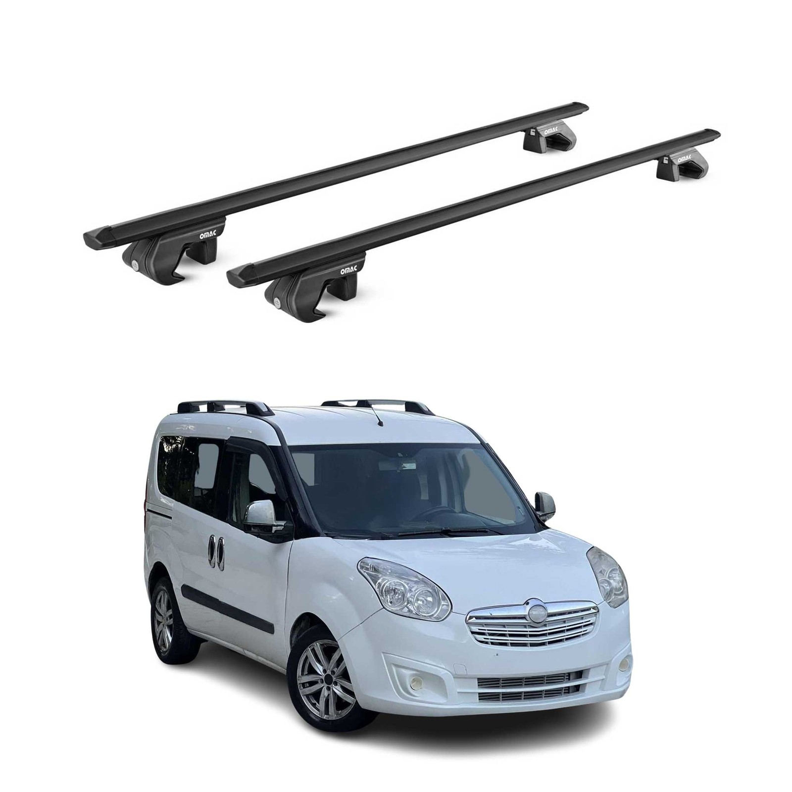 Barres de toit robustes en alu noir pour Opel Combo D