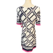 Vince Camuto Ivy Geometric Print Sheath Dress Navy White Pink Size 4 Lined NWT