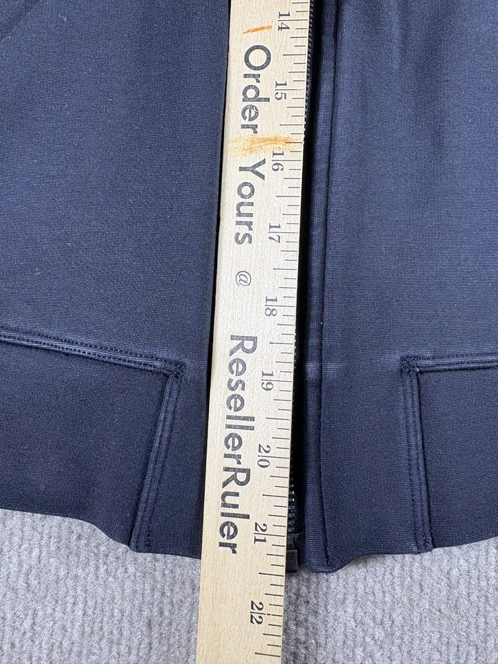 Chaqueta Lululemon Mujer 8 Azul Marino Cremallera Completa Cuello Alto Rayas Atlética Pista Foto 4 de 4