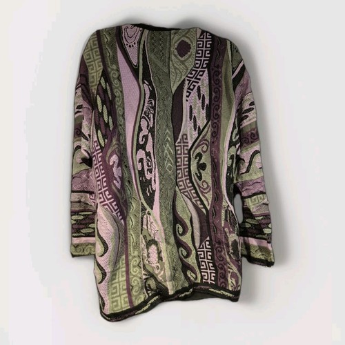 Bergatti XL Coogi Style Sweatshirt Purple Vintage Heavy Knit Hip Hop Style Y2k - Picture 18 of 24
