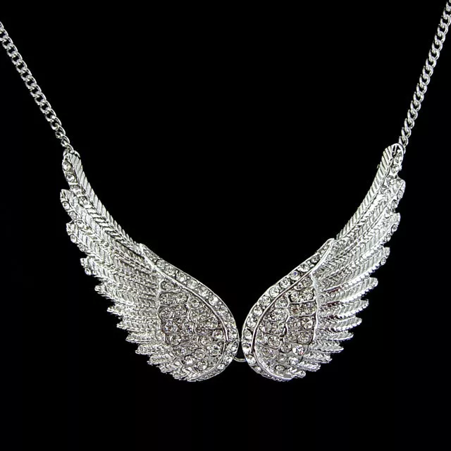 White gold 2024 angel wing necklace