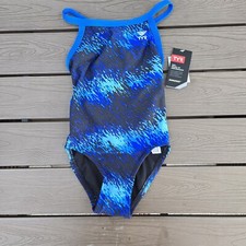 TYR DuraFast Elite Perseus Diamondfit 1 Pc Swim Blue Youth Girl Sz 22 New