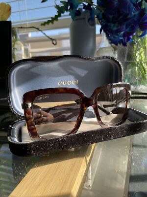 Gucci Tortoise GG0216S Sunglasses Gucci Oversized Square Sunglasses GG0216S – Occhi Azzurri main image 4