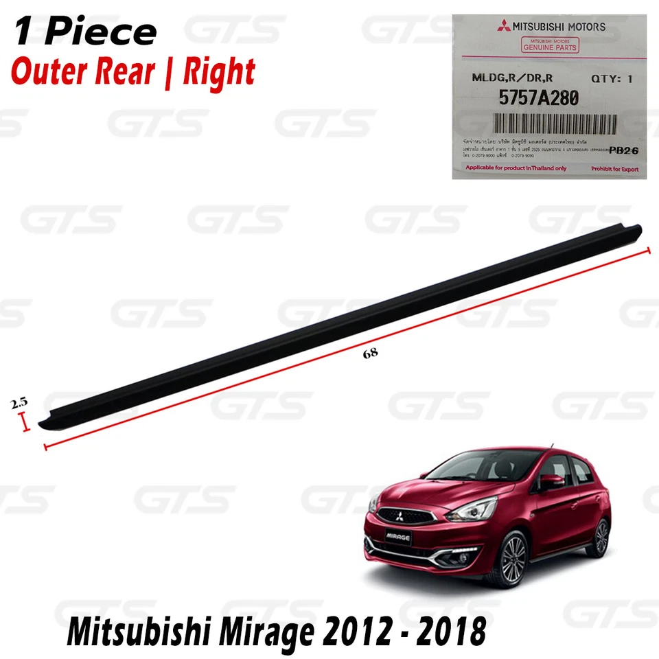 Rear Rh Outer Weatherstrip Door Belt Fits Mitsubishi Mirage Space Star 12 14 18 - Image 4 of 4