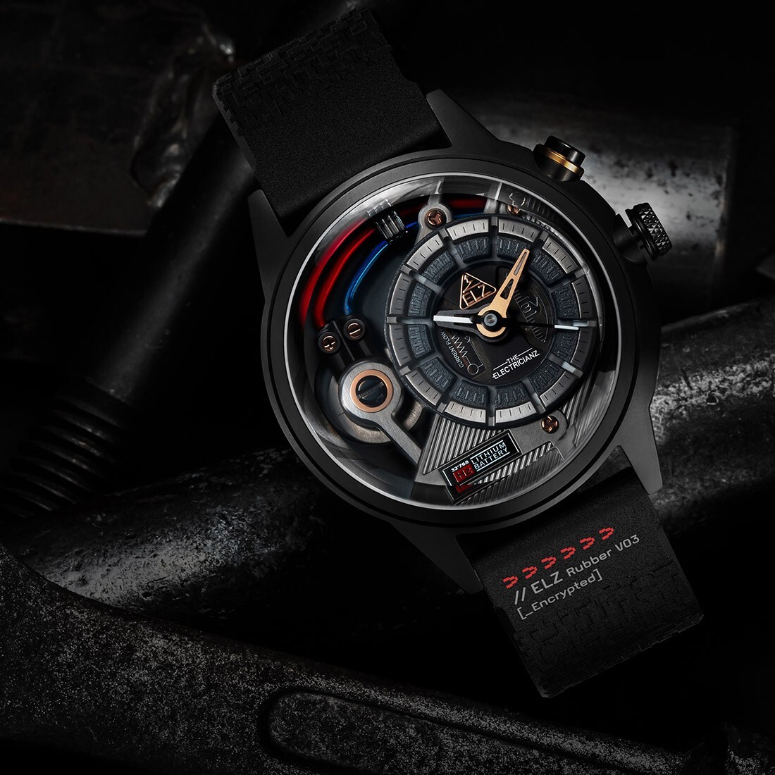 The Electricianz The Neon Z Acciaio Quarzo Nylon Luce Elettrico Bianco Pelle Orologio Uomo