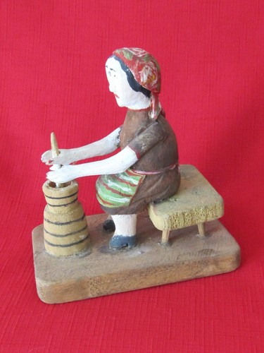 Vintage Folk Art Carving of a Woman Churning Butter By Anders "Andy" Lunde - Picture 3 of 7