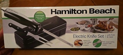 Hamilton Beach Electric Knife Carving Set Black - 74277G w/ Fork & Case