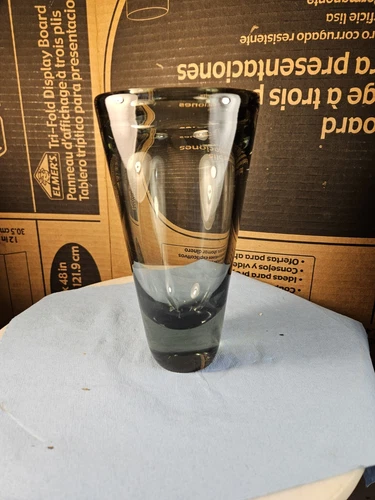 Per Lutken Holmegaard Thule Geometric Triangular Art Glass Vase Sweden