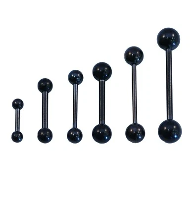 Tongue Bar Straight Barbell Piercing Eyebrow Tragus Nipple Stainless Steel BLACK - Image 1 of 4