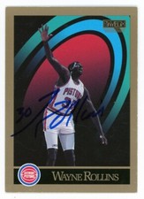 Wayne Rollins-Signed 1990 SkyBox #383 Trading Card (Pistons)