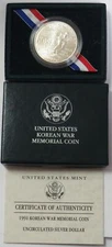 1991 D USA KOREAN WAR UNCIRCULATED COMMEMORATIVE $1 COIN BOX COA OGP