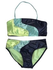 Justice Girls 2pc Swim Suit Shimmery Blue  Green Bikini Large 12-14 