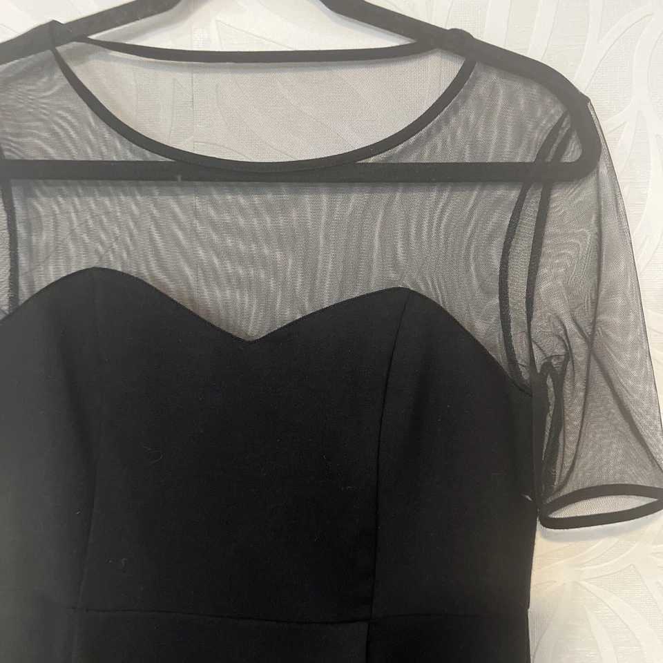 Mac Jac Black Tight Mini Dress Size M Mesh Sweetheart A14 Y2K Staple Black Dress - Image 3 of 4