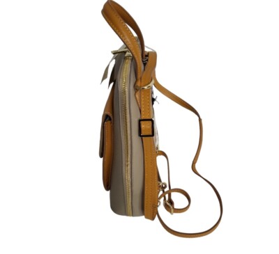 DIVINA FIRENZE Kitty Latte And Honey Leather Backpack Purse  display picture 2