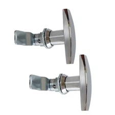 2-Pack Thumb Operated Cam Lock Satin Twist Latch T-Handle Swing Knob Silver