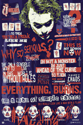 Batman: The Dark Knight - Movie Poster (Joker - Infographic - Quotes) (24 x 36'')