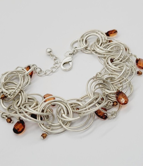 Chain Link Bracelet Multiple Circle Silver tone A… - image 5