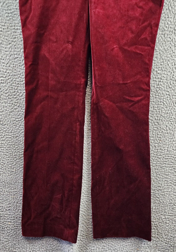 Lauren Ralph Lauren Stretch Velvet Straight-Leg Pants Women's 6 Red Zip Closure - Picture 4 of 14