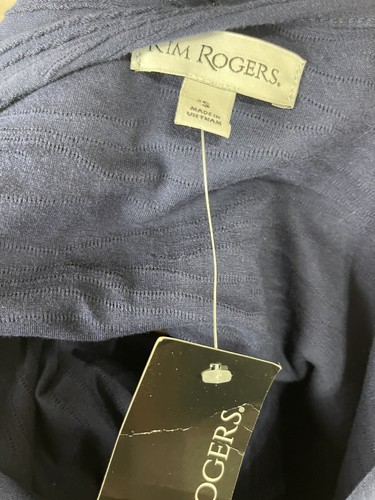Kim Rogers Small NWT Textured Blouse Blue Solid Long Sleeve Career Stretchy Top - Picture 8 of 9