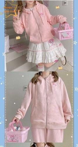 Purin My Melody Girl Kuromi Cinnamonroll Hoodie Sweatshirt Jacket Outwear Coat - Picture 12 of 18