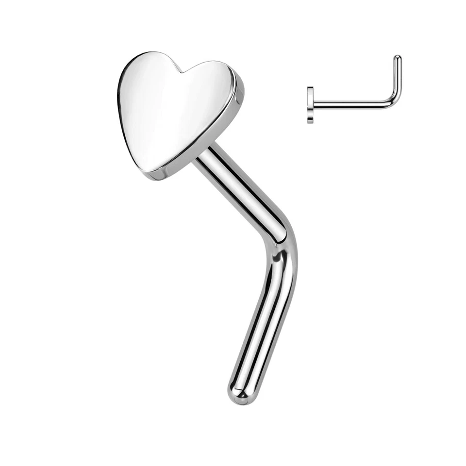 Piercing Nasale In Titanio - Cuore In Alto - - Immagine 4 di 4