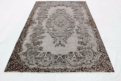 Grau edel 3D Relief Orient Teppich Vintage Antik Look 270x170 handgeknüpft T6020 - Bild 1 von 4