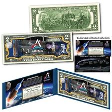 ARTEMIS Missions NASA Space Program Moon Genuine Legal Tender U.S. $2 Bill