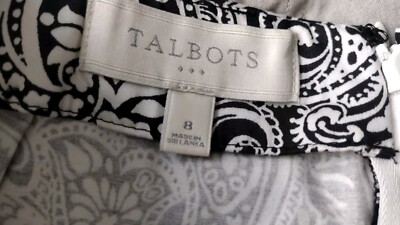 Jupe Talbots Femme – Motif Paisley Noir Et Blanc – Taille 8, Coton Extensible