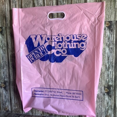 WAREHOUSE CLOTHING CO - HAYMARKET - FLEMINGTON - VINTAGE PLASTIC SHOPPING BAG