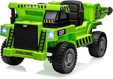 Ride On Car Dump Truck with Remote Control  Extra Shovel for Kids Green