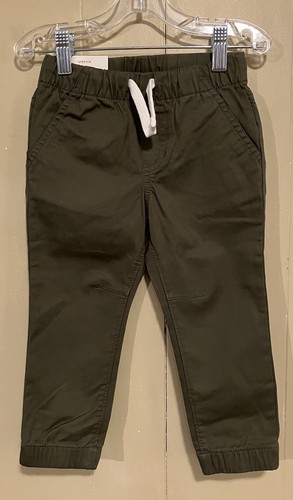 NWT Cat & Jack Toddler Olive Green Joggers Reinforced Knees Pants 2T