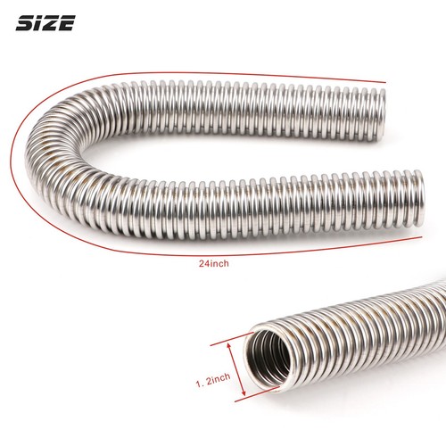 24" Stainless Steel Radiator Flexible Coolant Water Hose Kit With Caps Universal - Foto 3 di 9